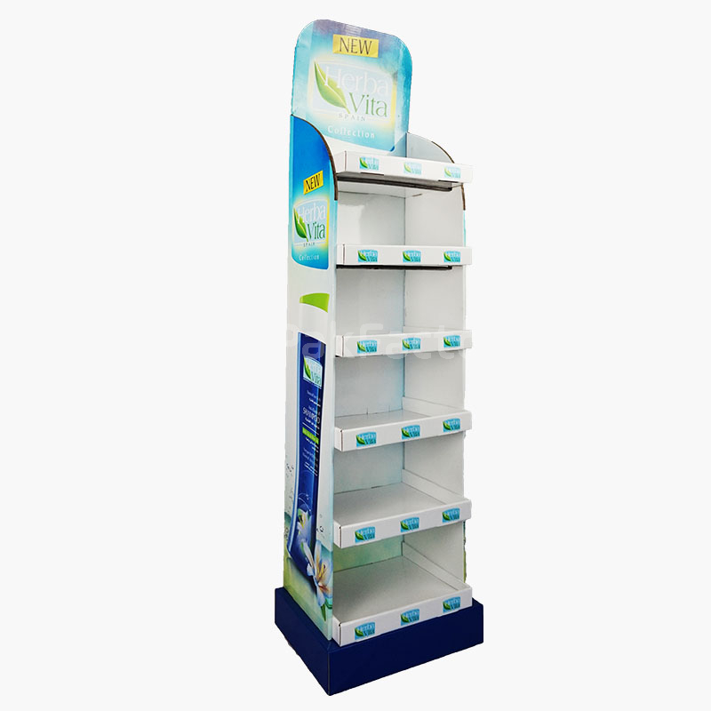 Blue and White Six-Shelf Display