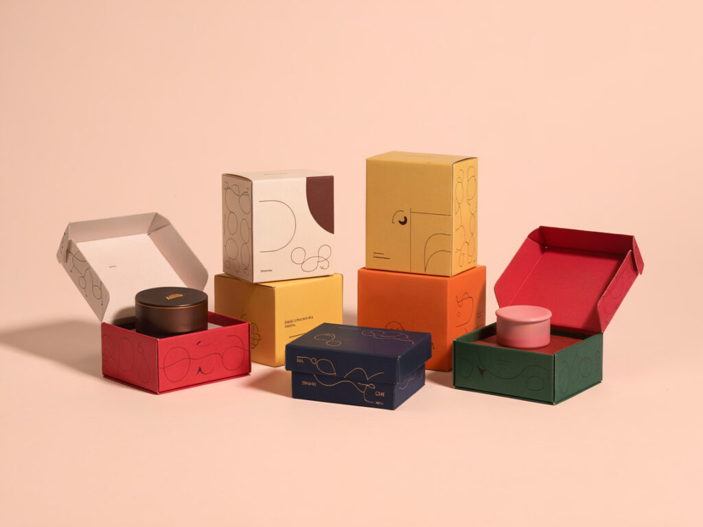 Elegant custom packaging boxes containing products