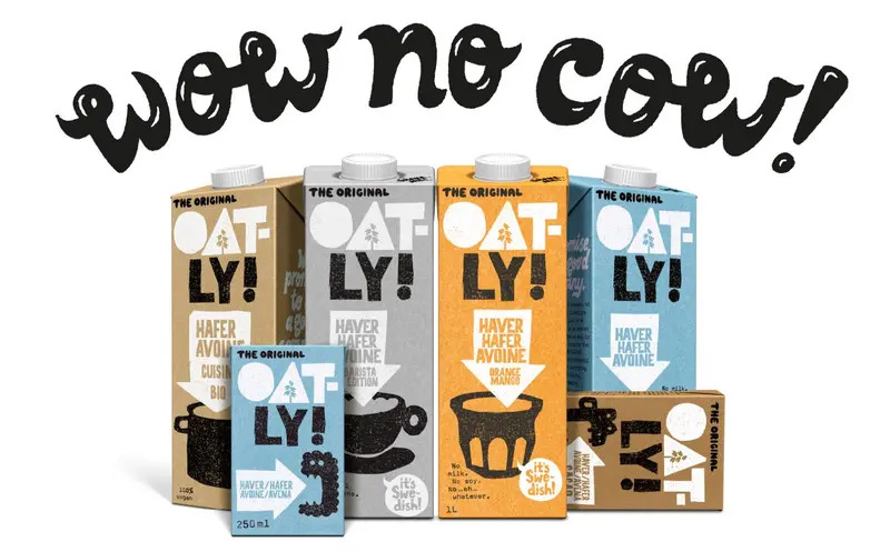 Oatly oat milk cartons