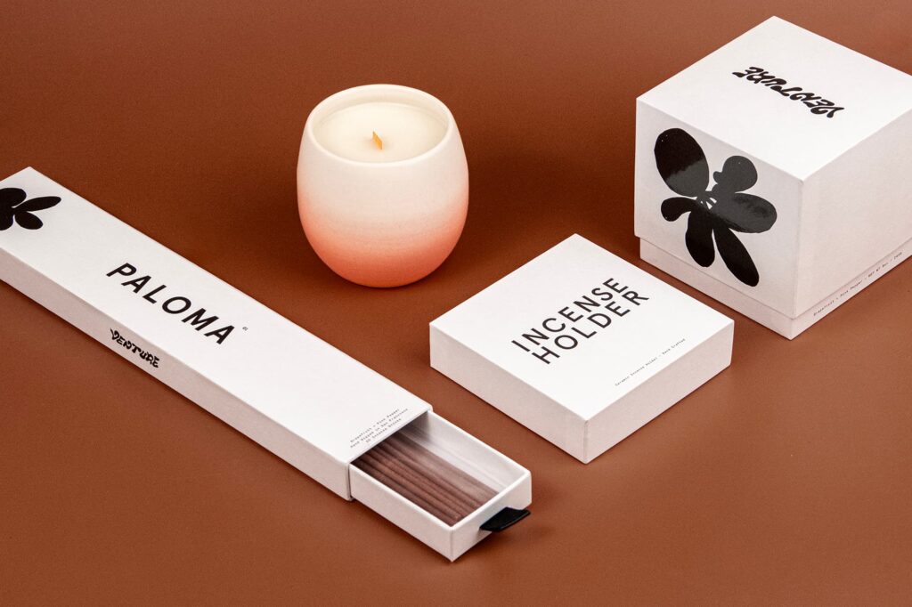 Custom rigid boxes created for Venture's home fragrance collection.