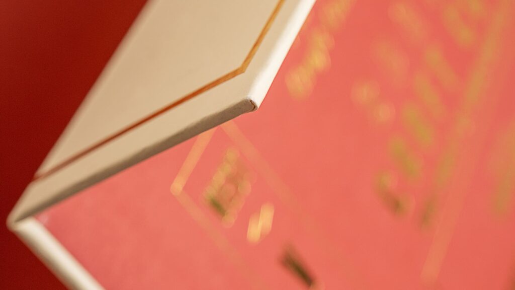 close-up of box wrap precisely wrapped corners