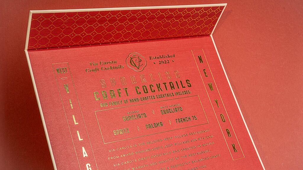 Foil stamping text on the box interior
