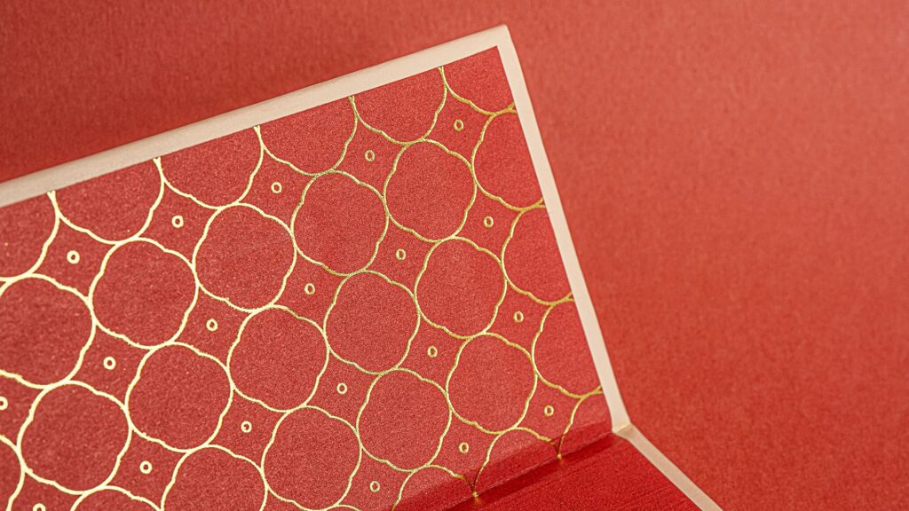 foil stamped pattern detail on the magnetic lid flap