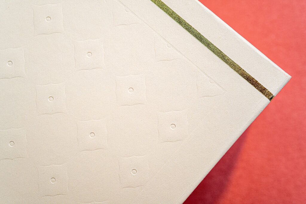 embossed branded pattern with precise 90 degree corners